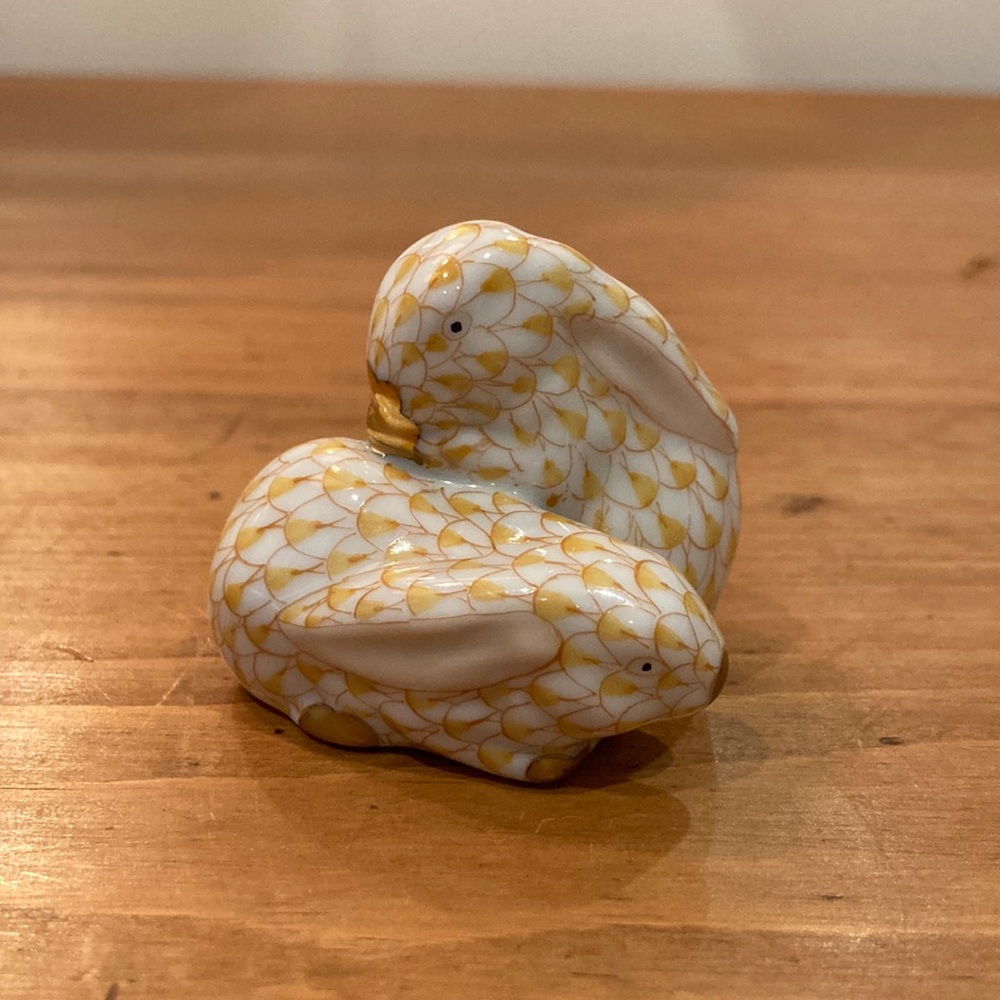 Small Vintage Butterscotch Herend Rabbits/Bunnies
